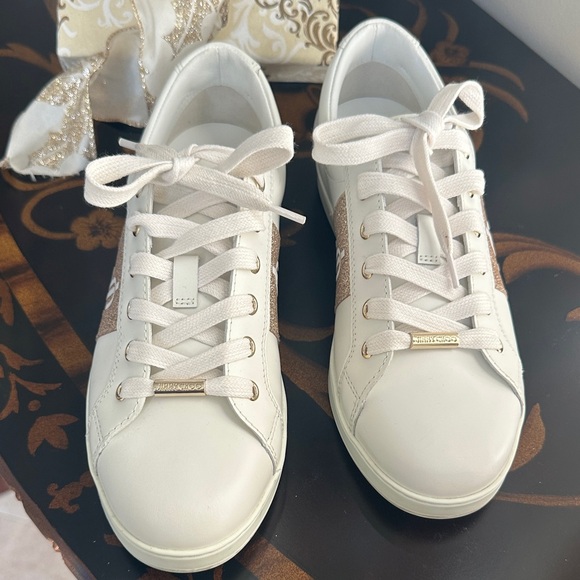 Jimmy Choo White Sneakers with Gold Details - Picture 2 of 6